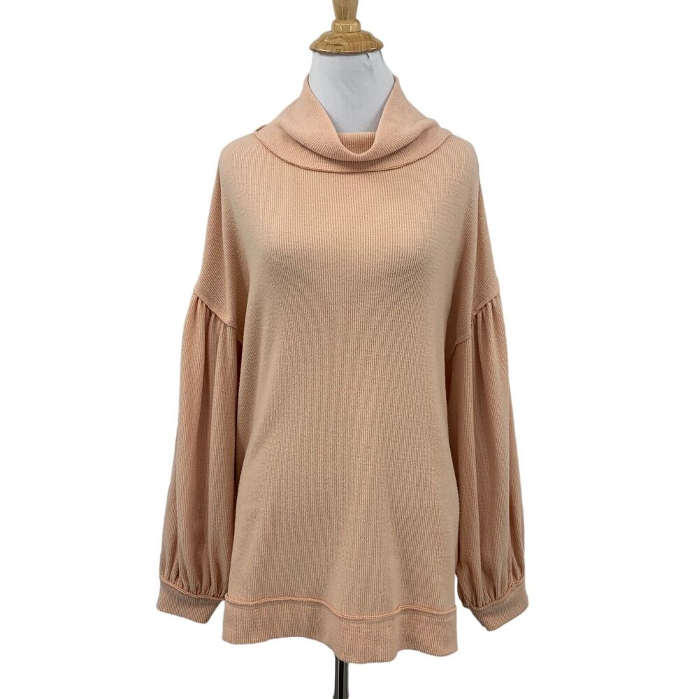 We The Free People Top Womens XS Extra Small Peach Winnie Turtleneck Oversized